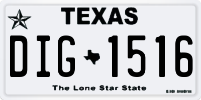 TX license plate DIG1516