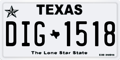 TX license plate DIG1518