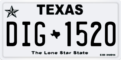 TX license plate DIG1520
