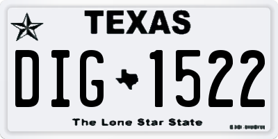 TX license plate DIG1522