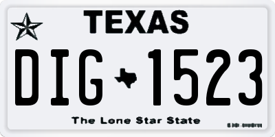 TX license plate DIG1523
