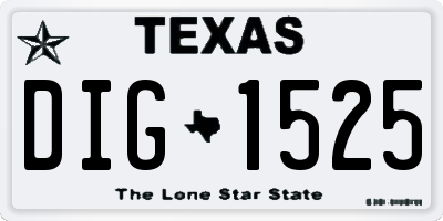 TX license plate DIG1525