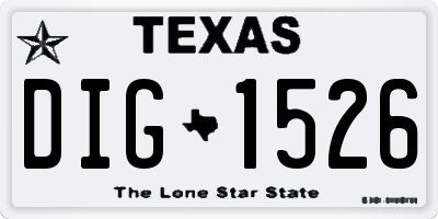 TX license plate DIG1526