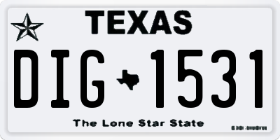 TX license plate DIG1531