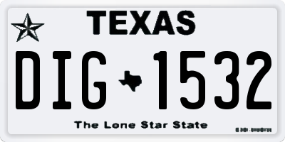 TX license plate DIG1532