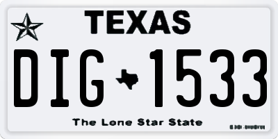 TX license plate DIG1533