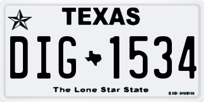 TX license plate DIG1534