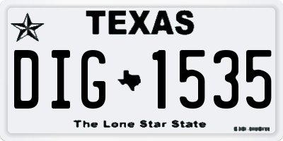 TX license plate DIG1535