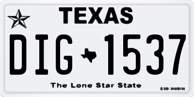 TX license plate DIG1537