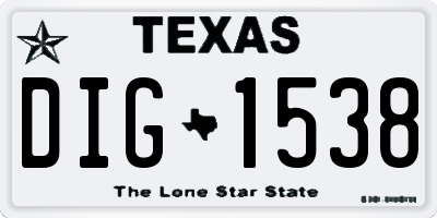 TX license plate DIG1538