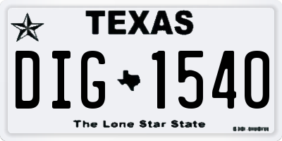TX license plate DIG1540