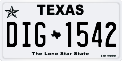 TX license plate DIG1542