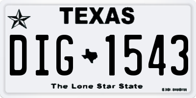 TX license plate DIG1543