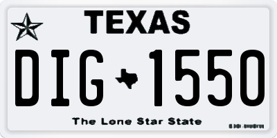 TX license plate DIG1550