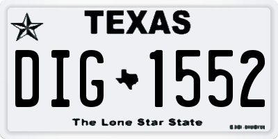 TX license plate DIG1552
