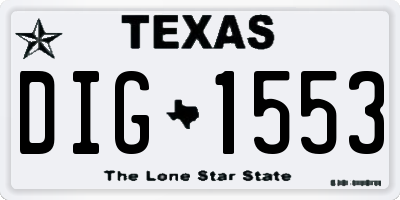 TX license plate DIG1553