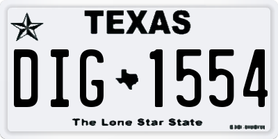 TX license plate DIG1554