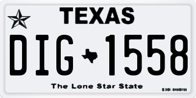 TX license plate DIG1558