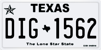 TX license plate DIG1562