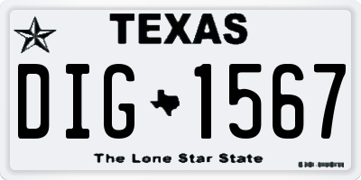TX license plate DIG1567