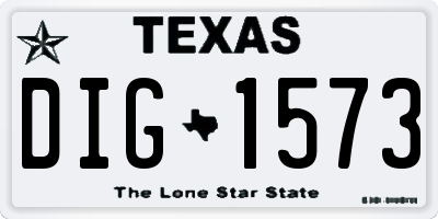 TX license plate DIG1573