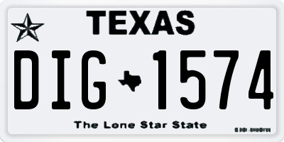 TX license plate DIG1574