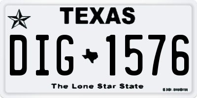 TX license plate DIG1576