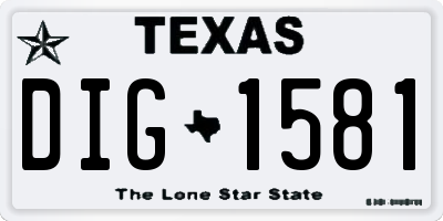 TX license plate DIG1581