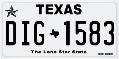 TX license plate DIG1583
