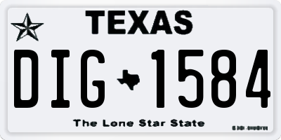 TX license plate DIG1584