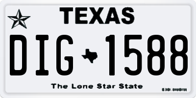 TX license plate DIG1588