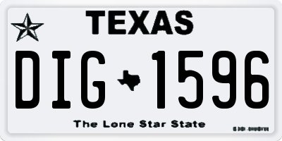 TX license plate DIG1596