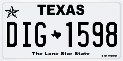 TX license plate DIG1598