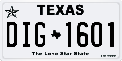 TX license plate DIG1601