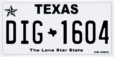 TX license plate DIG1604