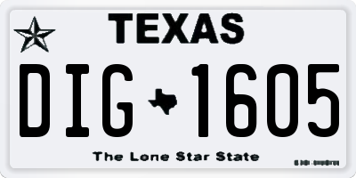 TX license plate DIG1605