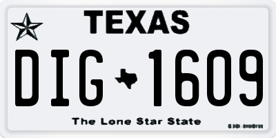 TX license plate DIG1609