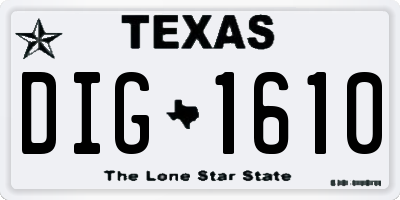 TX license plate DIG1610
