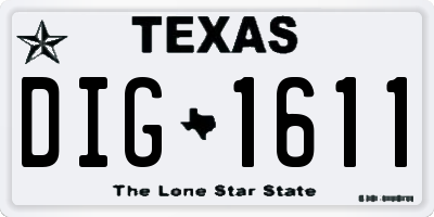 TX license plate DIG1611