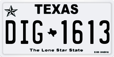 TX license plate DIG1613