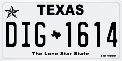 TX license plate DIG1614