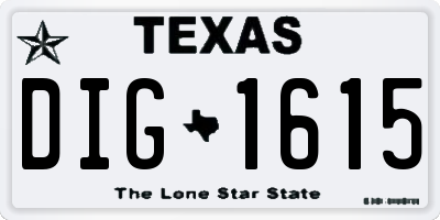 TX license plate DIG1615