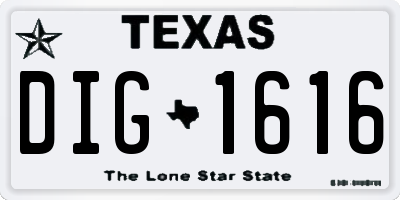 TX license plate DIG1616
