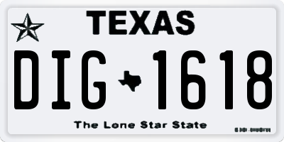 TX license plate DIG1618