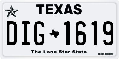 TX license plate DIG1619