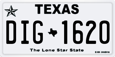 TX license plate DIG1620