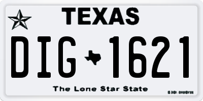 TX license plate DIG1621