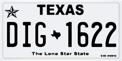 TX license plate DIG1622