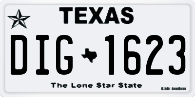 TX license plate DIG1623