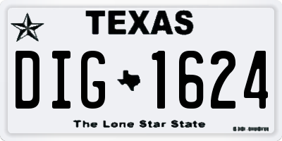 TX license plate DIG1624